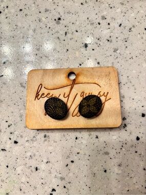 Leather Button Stud Earrings